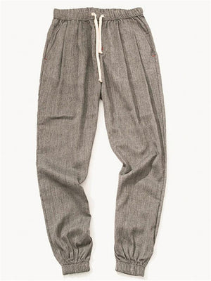 Cotton Linen Solid Color Breathable Loose Jogger Pants