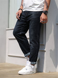 Mens Loose Comfy Elastane Casual Business Jeans