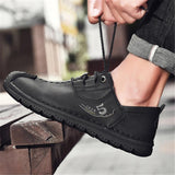 Mens Comfy Plus Size Stitching Print Lace Up Cargo Loafers