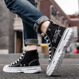 Mens Breathable Canvas Stitching Hip Top Casual Shoes