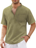 Short Sleeve Solid Color Linen T-Shirts For Men