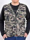 Men's Casual Spring Autumn V Neck Multi-pocket Vest Jacket