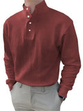 Men's Trendy Stand Collar Long Sleeve Pullover Business Shirts