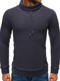 Drawstring Turtleneck Long Sleeve Sweater for Men