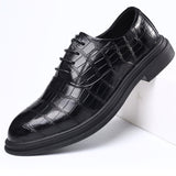 Men's Business Style Crocodile Printing Leather Shoes