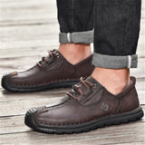 Mens Comfy Plus Size Stitching Print Lace Up Cargo Loafers