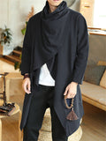 Cool Irregular Cotton Linen Long Cloak For Men