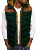 Mens Stylish Color Block Hooded Padded Vest