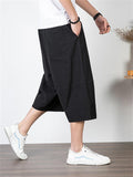 Men's Simple Style Casual Loose Large Size Retro Embroidered Cropped Pants