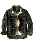 Stylish Corduroy Plaid Fleece Lining Thermal Cotton Lapel Cozy Shirt Jacket