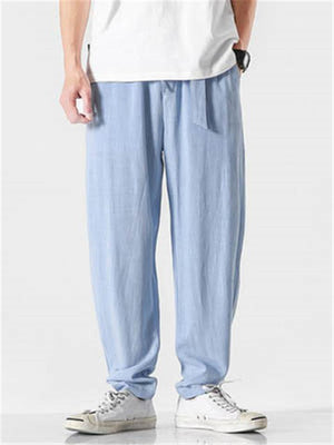 Mens Casual Linen Harem Ankle Pants