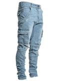 Slim Fit Denim Pants With Multiple Pockets