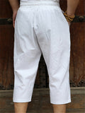 Mens Loose Hipster Cotton&Linen Cropped Pants