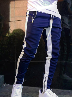 Mens Casual Side Stripe Sporty Drawstring Joggers Track Pants