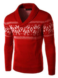 Mens Winter Christmas Snowflake Shawl Collar Sweater