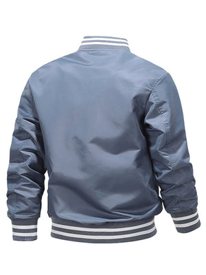 Trendy Vivid Men's Autumn Winter Stand-up Varsity Jacket