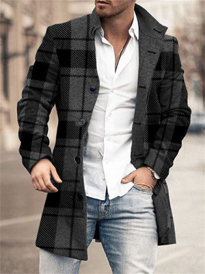 Fashion Stand Collar Mid Length Men's Woolen Coats