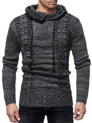 Men's Fashion Daily Wear Contrasting Knitted Slim Hoodies