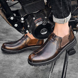 Mens Retro Fashion Business Soft Sole Genuine Leather Casual Shoes