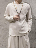 High Quality Winter's Thick Cotton Linen Loose  Tops+Trousers Sets