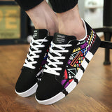 Mens Fashion Breathable Print Personality Casual Lace Up Shoes