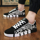 Mens Fashion Breathable Print Personality Casual Lace Up Shoes