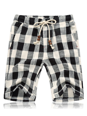 Mens Fashion Plaid Pattern Vertical Shorts