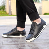 Mens Fashion Leather Lace-up Flat Casual Shoes