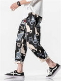 Oversized Characters Cats Print Fashion Casual Pants