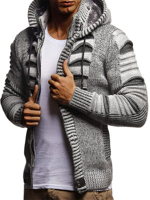 Stylish Casual Button Knitted Hooded Sweater