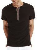 Men's Simple Style Solid Color Short-Sleeved Button T-Shirt