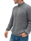 Men's Classic Solid Color Front Zipper Turtleneck Knitted Sweater