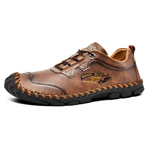 Men Hand Stitching Toe Protective Slip Resistant Leather Shoes