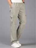 Mens Casual Loose Comfy Pure Color Cargo Pants