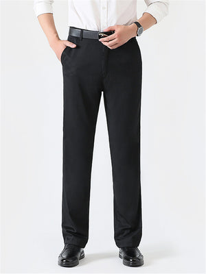 Comfy High-Waist Straight Cotton Lightweight Casual Trousers Slacks