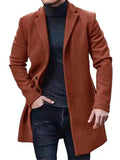 Winter British Lapel Single Breasted Mid Length Woolen Coats for Men