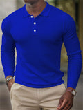 Male Classic Plain Plaid Knit Business Polo Shirts