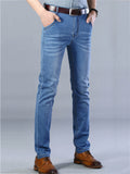 Loose Elastane Straight Breathable Denim Pants