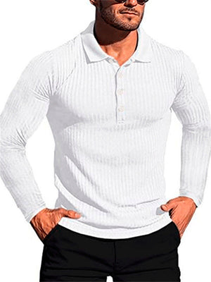 Men's Solid Stretch Vertical Stripe Slim Knit Polo Shirts