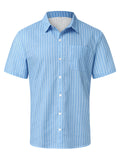 Summer Retro Vertical Stripe Short Sleeve Button Down Shirt for Men