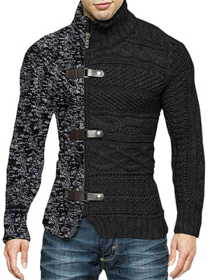 Contrast Color Zipper Turtle Neck Sweaters