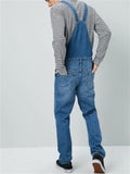 Blue Mens Multi-Pocket Denim Overalls Jumpsuit Dungarees Bib