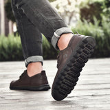 Mens Comfy Plus Size Stitching Print Lace Up Cargo Loafers