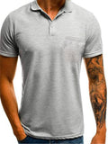 Classic Pure Color  Lapel Collar Short Sleeve Shirts