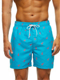 Mens Floral Printing Elastic Waist Casual Beach Shorts