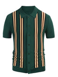 Summer Striped Business Knitted Polo T-shirts For Men