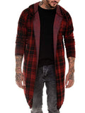 Men's Plaid Fashion Casual Hooded Mid-Length Simple Coat