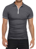 Men's Sporty Thin Breathable Short Sleeve Quarter-Zip Polo Shirt