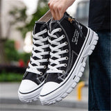 Mens Breathable Canvas Stitching Hip Top Casual Shoes