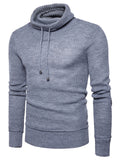 Drawstring Turtleneck Long Sleeve Sweater for Men